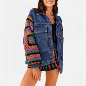 FARM Rio crochet jean jacket